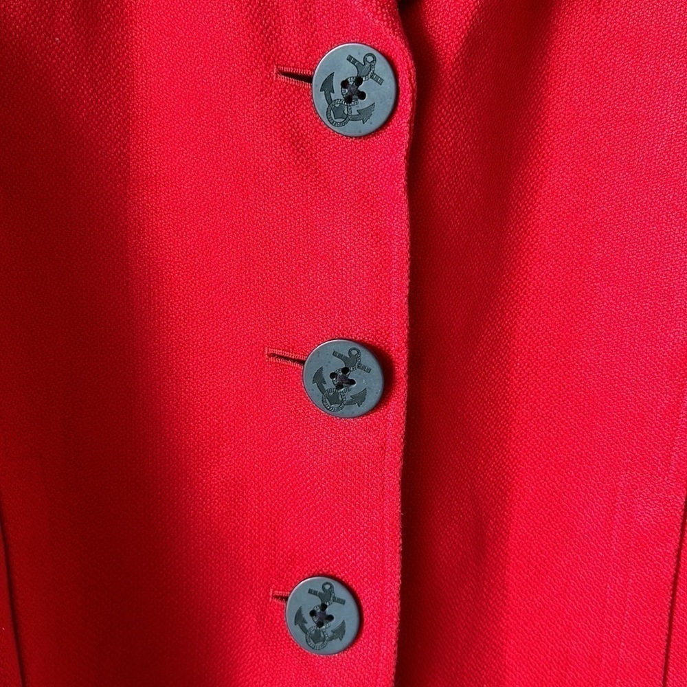 LAUREN RALPH LAUREN Red Linen 3/4 Sleeve Cropped Nautical Jacket - Picture 4 of 8